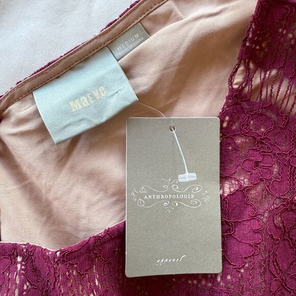 NWT Anthropologie Maeve Elsa Lace Peplum Cap Sleeve Dress in Wine Red Sz Medium - Picture 6 of 12